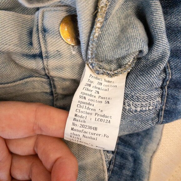 Camo Sleeve Denim Hooded Jacket Kids 3-4T Jean Vest Urban Streetwear Style - Picture 4 of 4